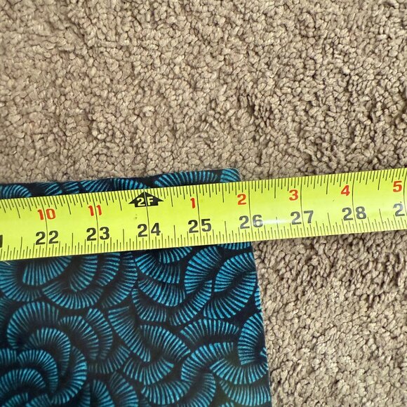 Bali Teal & Black Abstract Swirl Print Tie Waist Wide Leg Paperbag Pants - Picture 4 of 5